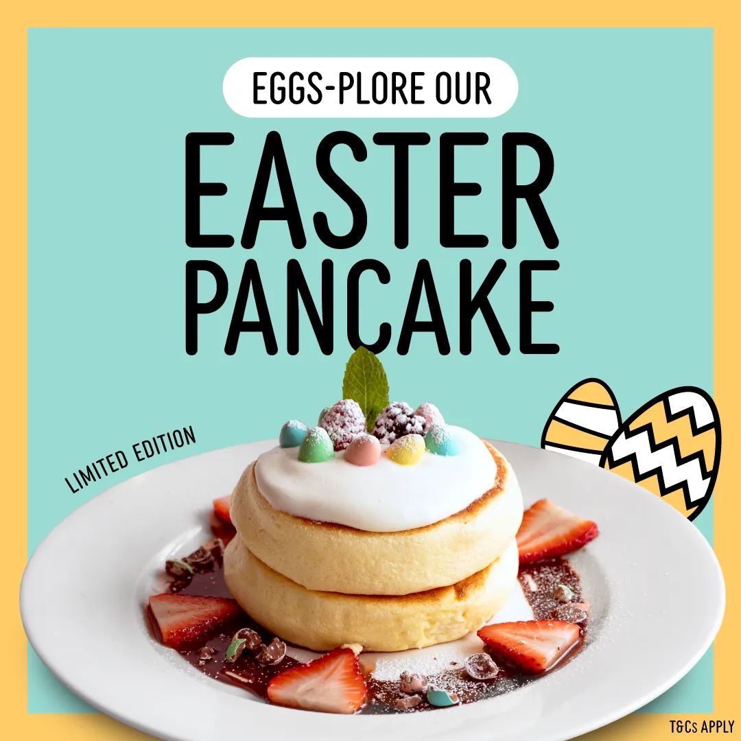 *Limited Edition - Easter Pancakes*

Hop into the season of sweetness with our Limited Edition Easter Pancakes! 📷📷

Available from Friday 22nd March till Sunday 7th April, these festive treats are the perfect way to celebrate spring's arrival.