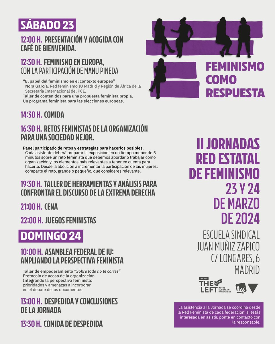 Programa de las II jornadas de la Red Feminista #FeminismoComoRespuesta Participa‼️