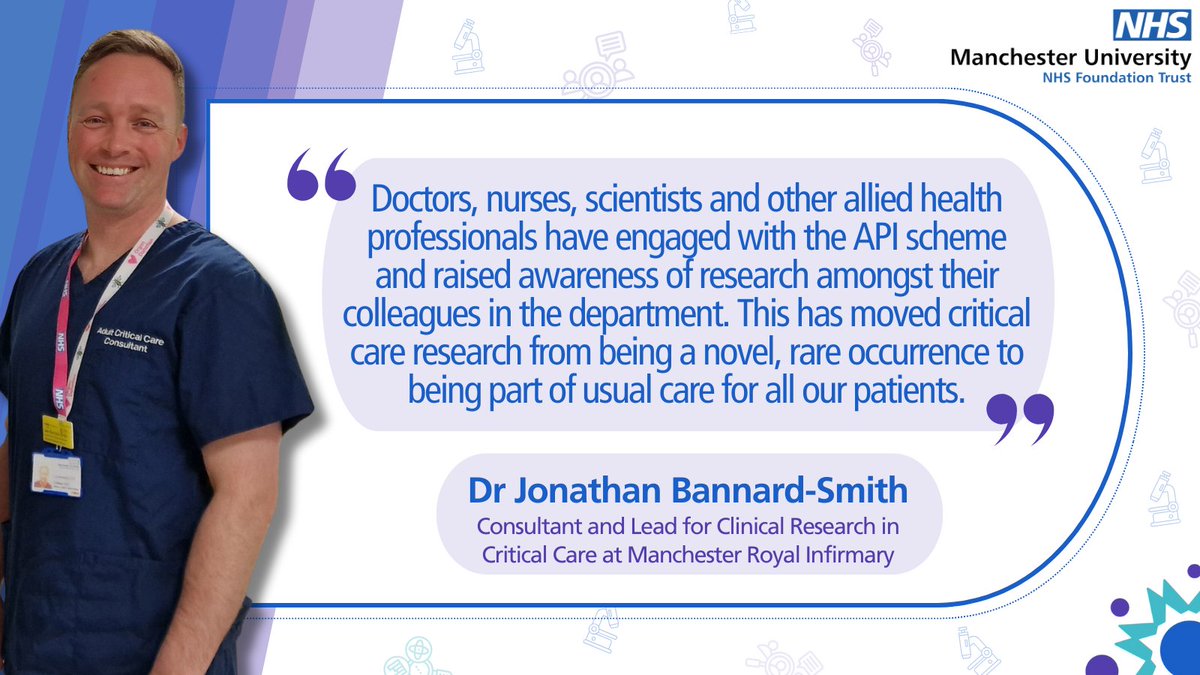 MFT Research and Innovation (@mft_research) on Twitter photo Dr Jonathan Bannard-Smith, Critical Care Consultant at <a href="/MFT_MRI/">Manchester Royal Infirmary</a>, is encouraging doctors to take their first step into research through the NIHR Associate Principal Investigator (API) scheme.
Read more 👇
research.cmft.nhs.uk/news-events/mf… Dr Jonathan Bannard-Smith, Critical Care Consultant at <a href="/MFT_MRI/">Manchester Royal Infirmary</a>, is encouraging doctors to take their first step into research through the NIHR Associate Principal Investigator (API) scheme.
Read more 👇
research.cmft.nhs.uk/news-events/mf…