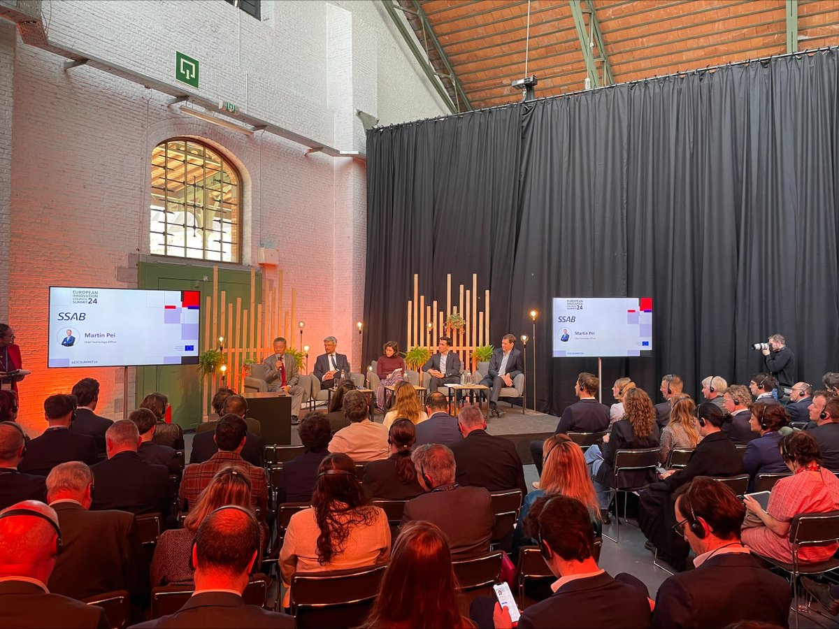 CTO @MartinPei_SSAB at #EICSUMMIT2024 about our #FossilFreeSteel plans: 'Innovation is crucial, and we need to collaborate together to find new solutions.' Thank you @EU_Commission, @EUeic, @EU2024BE, @WEF, #FirstMoversCoalition and #SPIN4EIC for the inspiring discussions.