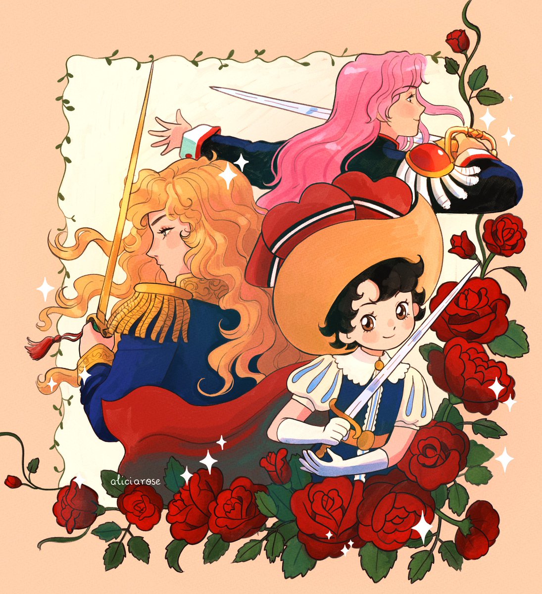 tenjou utena long hair looking at viewer smile short hair blonde hair multiple girls black hair  illustration images