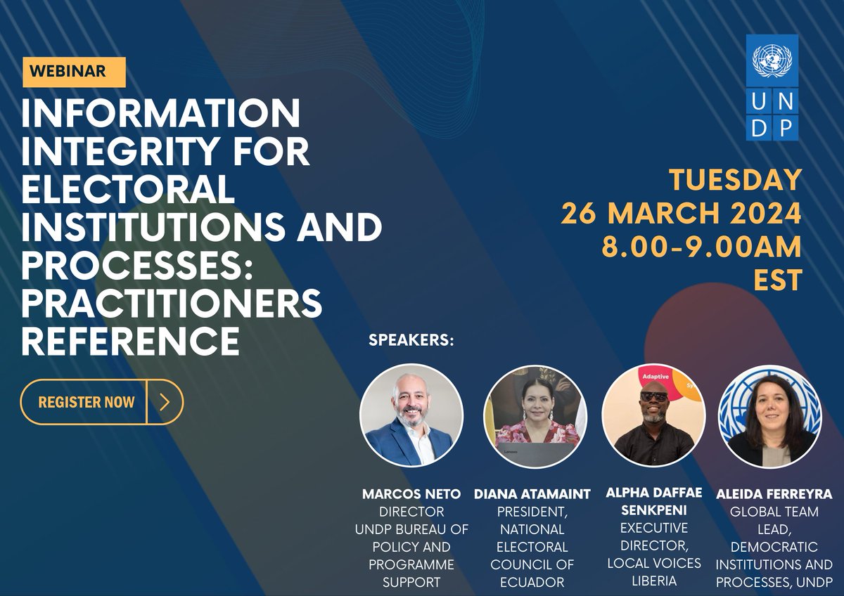 Join us for the launch of our Reference Manual on Information Integrity for Electoral Institutions and Processes. With half the world's adults set to vote, ensuring information integrity is vital for credible elections. 📅 March 26, ⏰ 8-9 AM EST Register:biturl.top/QJBR3u