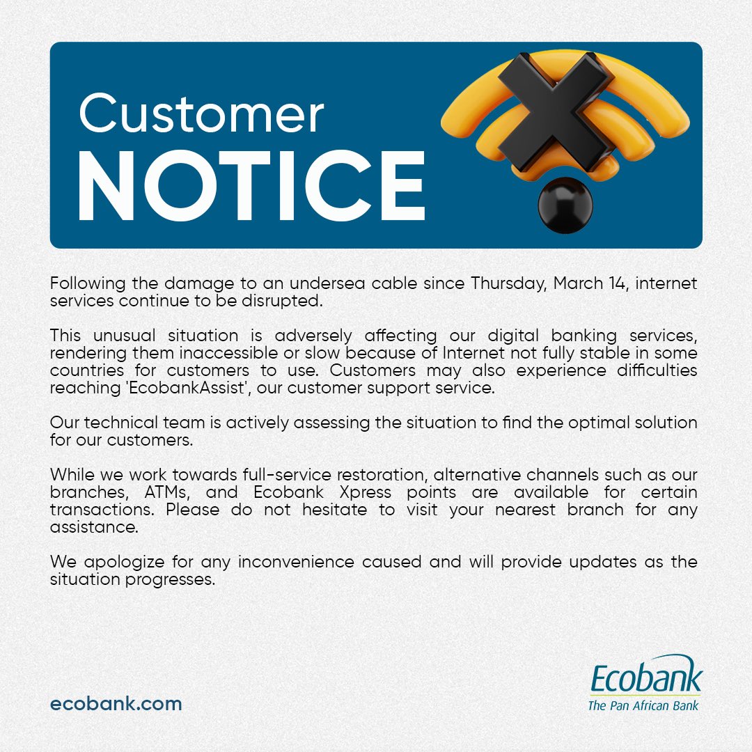 Notice to our valuable customers⚠️ #abetterway #CustomerNotice #ecobankthepanafricanbank
