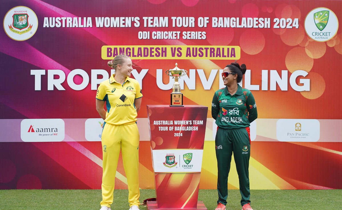 Australia Women’s Team Tour of Bangladesh 2024

Trophy Unveiling 🏆 | ODI Series | Bangladesh vs Australia

#BCB #Cricket #BANWvAUSW #BDCricket #LiveCrcket #Bangladesh #HomeSeries #odiseries #womenscricket