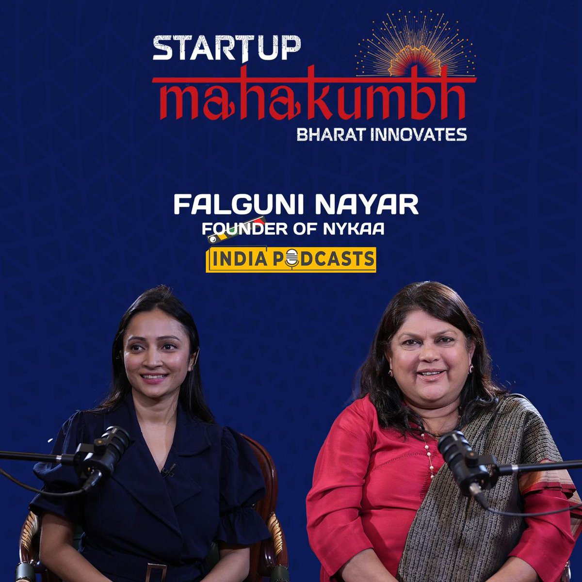 Coming up next : Podcast with Falguni Nayar, Founder & CEO of Nykaa @MyNykaa, at the @StartupMhakumbh in @BharatMandapam 
@PiyushGoyal @CimGOI  @DPIITGOI @startupindia @investindia @DPIITGoI @ASSOCHAM4India @Anku1912 #BharatInnovates #StartupEcosystem