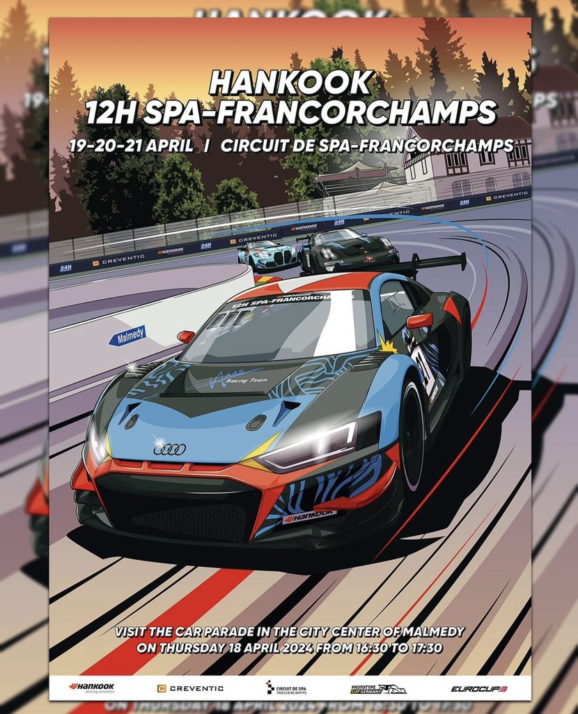 Here’s my latest poster I was commissioned to illustrate for @24HSERIES for the next round at @circuitspa. Hope you like it! #illustration #illustrator #24hSeries #12HSpa
