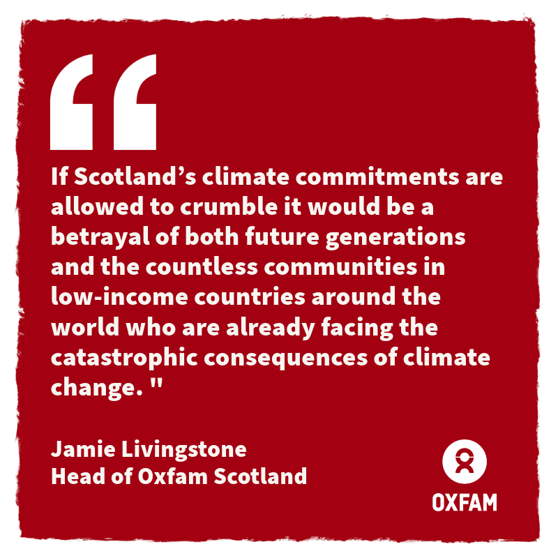 The UK's climate advisers say Scotland's 2030 emissions target is 'beyond what is credible' ❌ 8 out of 12 targets missed ❌ Key delivery indicators 'off track' ❌ No comprehensive plan We must fairly raise the £ needed for #ClimateJustice Our reaction oxfamapps.org/scotland/2024/…