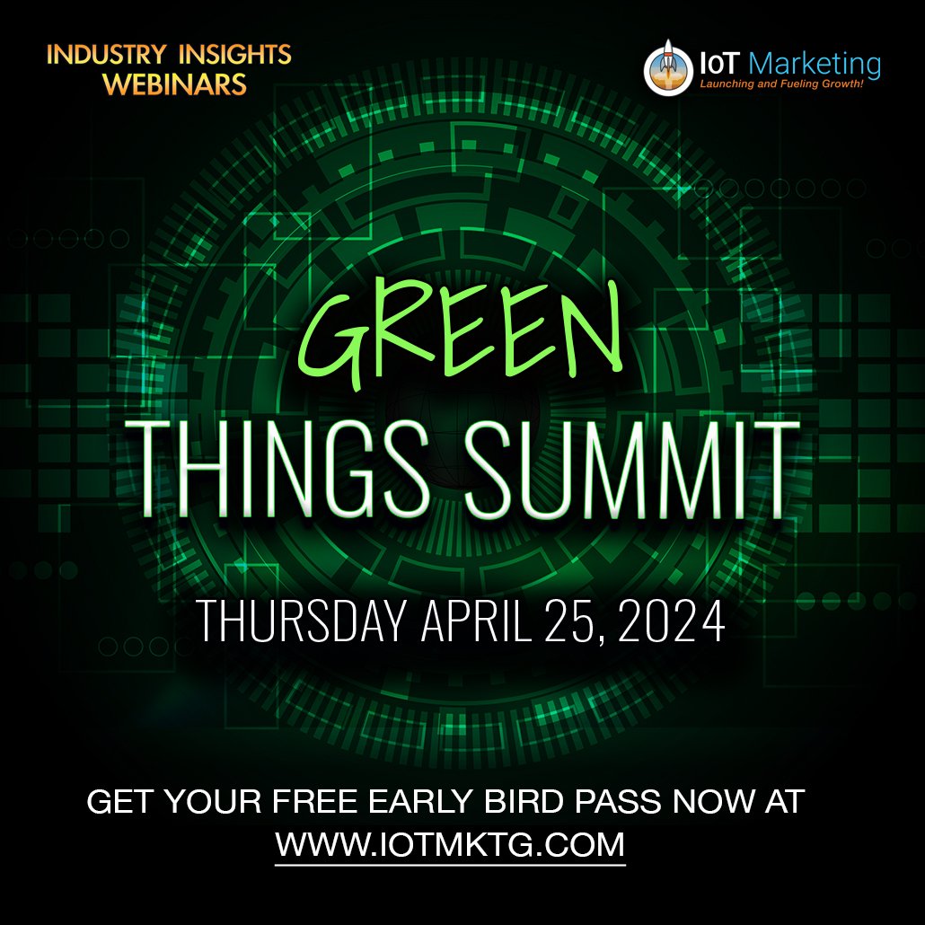 iot_marketing's tweet image. From smart agriculture to renewable energy breakthroughs, be part of the green transformation. Experience the &apos;Green Things Summit 2024&apos; on April 25! Register on our site to receive a certificate of attendance. iotmktg.com/green-things-s… #GreenTechRevolution #GreenThingsSummit