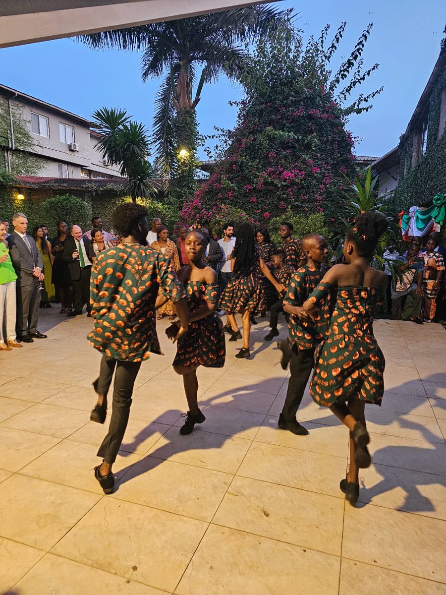 Our thanks to all our friends & partners who joined us to mark #StPatricksDay in Monrovia, especially Foreign Minister @NyantiSara who spoke on behalf of the Government of Liberia and the local dance school who showcased Irish dancing at the event! Go raibh míle maith agaibh! ☘️