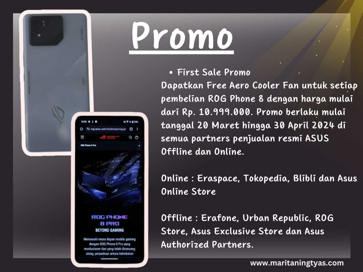 maritaningtyas's tweet photo. Spesial dalam rangka launching #ROGPhone8ID si Beyond Gaming dari @ASUS_ROG_ID, ada promo istimewah nih biar bisa dapat harga hemat, bonus dapat hadiah pula. Jangan sampai kelewatan promonya, pals! https://t.co/ko2StYGGt1