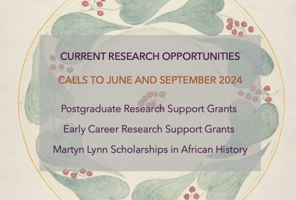 .@RoyalHistSoc currently invites applications for the following research funding awards: > Postgraduate Research Support Grants  > Early Career Research Support Grants  > Martyn Lynn Scholarships in African History Further details: bit.ly/3vtsmLL #twitterstorians