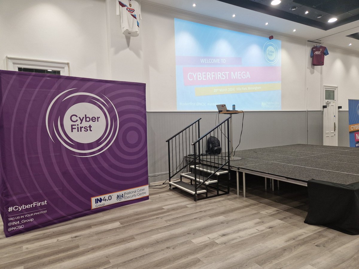 All set up and charging laptops ahead of our @NCSC #cyberfirst #IamMEGA I Belong event for girls across the Midlands @WeAreComputing @BCComputingHub with a microbit and encryption can you track the criminals signal activity #microbitchampion