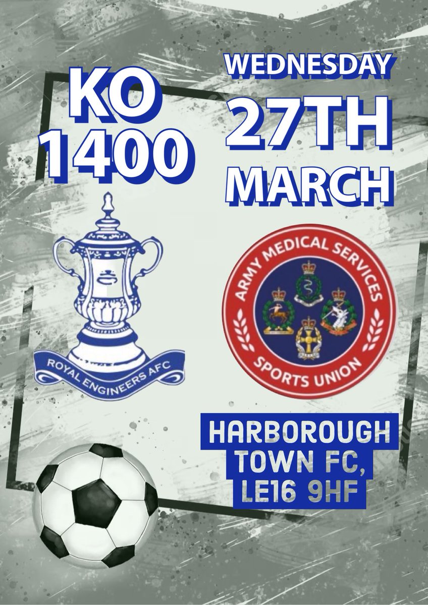 🆚 @sapperfootball1875 
🗓️27th March 2024 
⏰ 1330 KO
📍Harborough Town FC, LE16 9HF