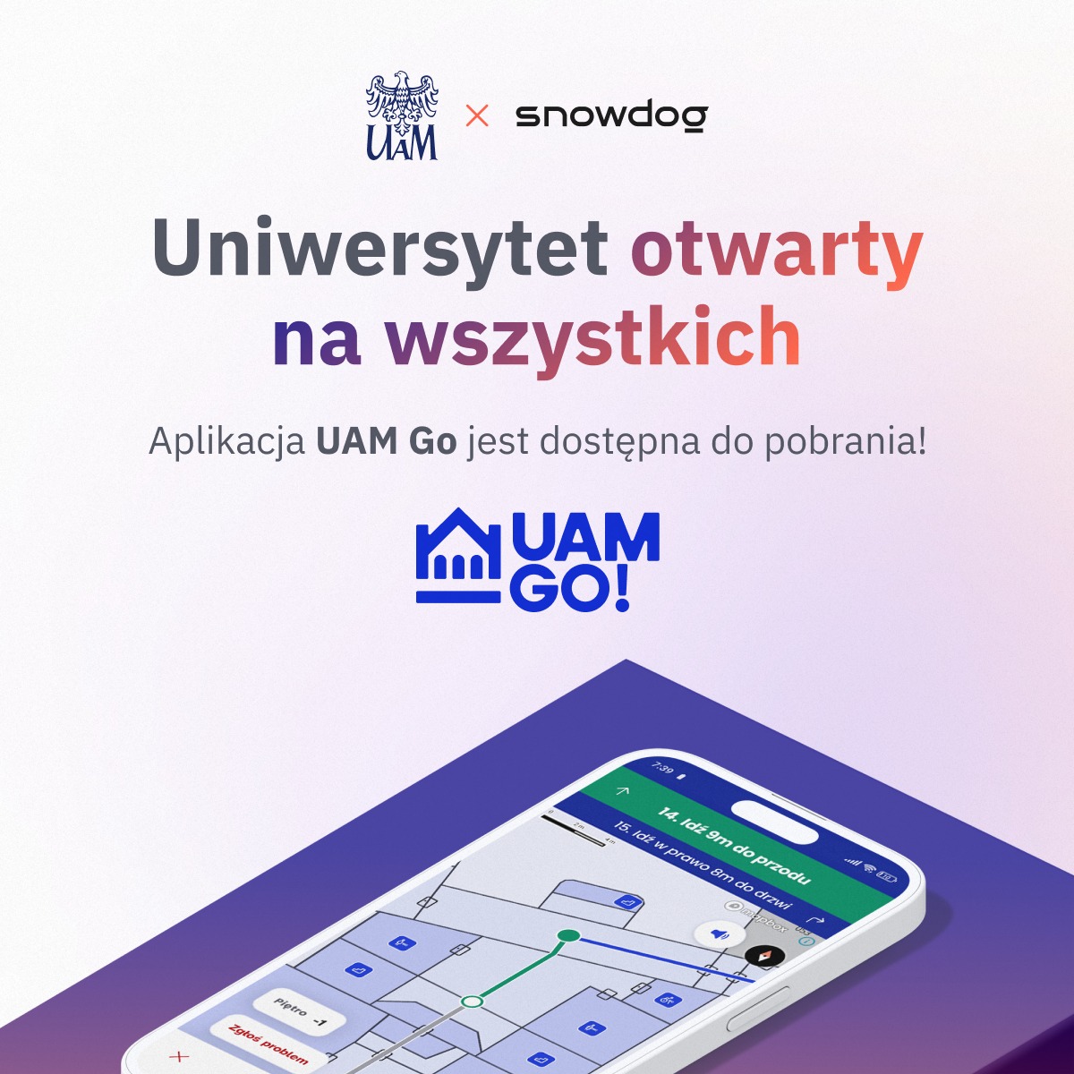 Aplikacja  UAM GO dostępna! Ułatwienie nawigacji po terenie UAM i  zapewnienie wsparcia dla każdego, kto kiedykolwiek miał problem z  odnalezieniem właściwej drogi na uczelni to zadania aplikacji UAM GO.  Do pobrania:
Android: play.google.com/store/apps/det…

iOS: apps.apple.com/pl/app/uam-go/…