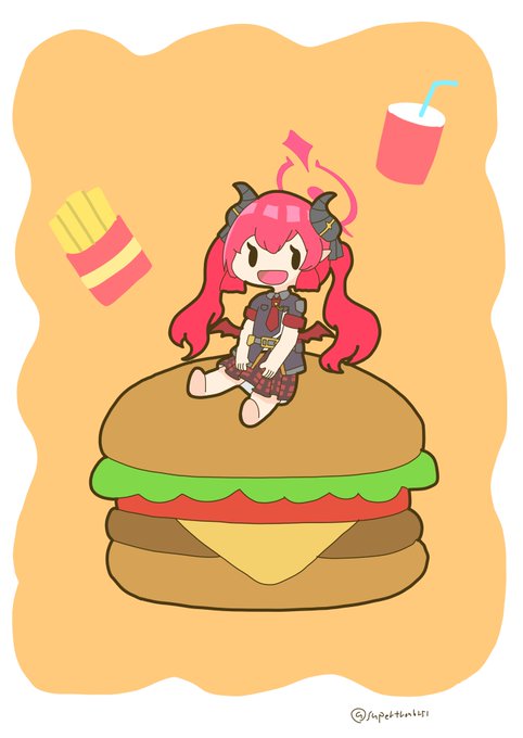 「ハンバーガー 座る」のTwitter画像/イラスト(新着)
