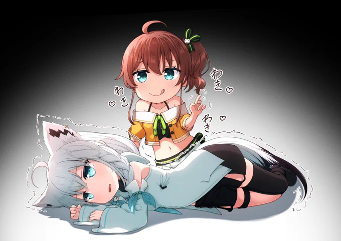 まつりが なにかしようとしてる!しかし こうげきの はんどうでしらかみは うごけない!#絵フブキ #祭絵 