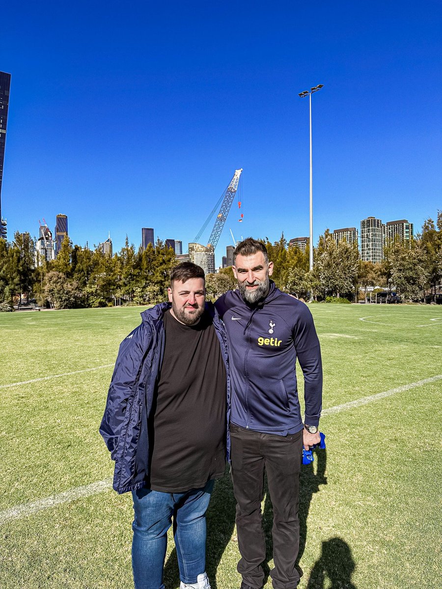 Yiasou, Mike! 

Thanks to @TEGSport  and @SpursOfficial for the opportunity to have @smfc involved in the launch of the friendly match at the MCG between Spurs and @NUFC.

An exciting time to have Ange back on home turf, but Mile Jedinak has gone alright too. What a star!