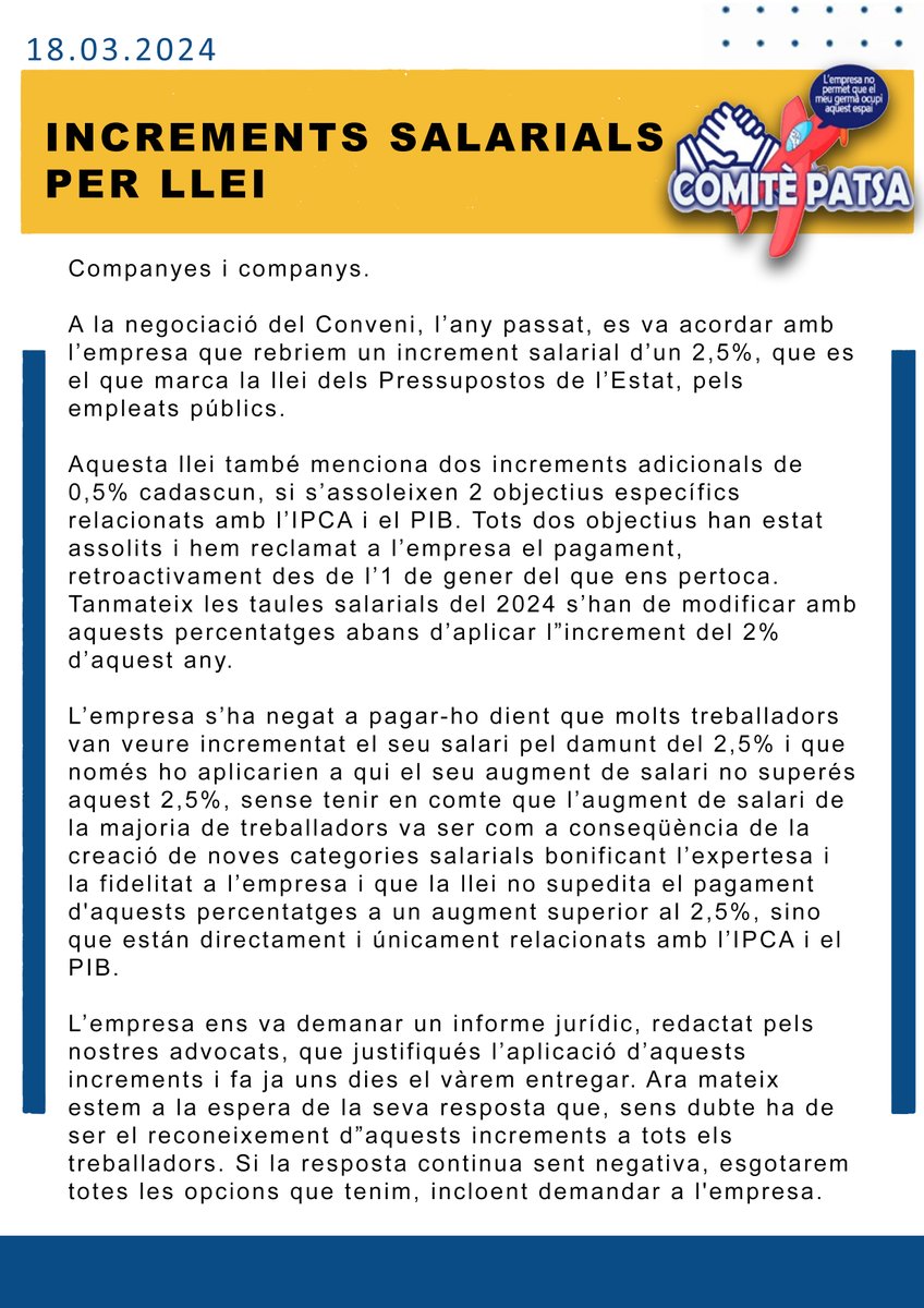 Comitè Empresa Tibidabo tweet media