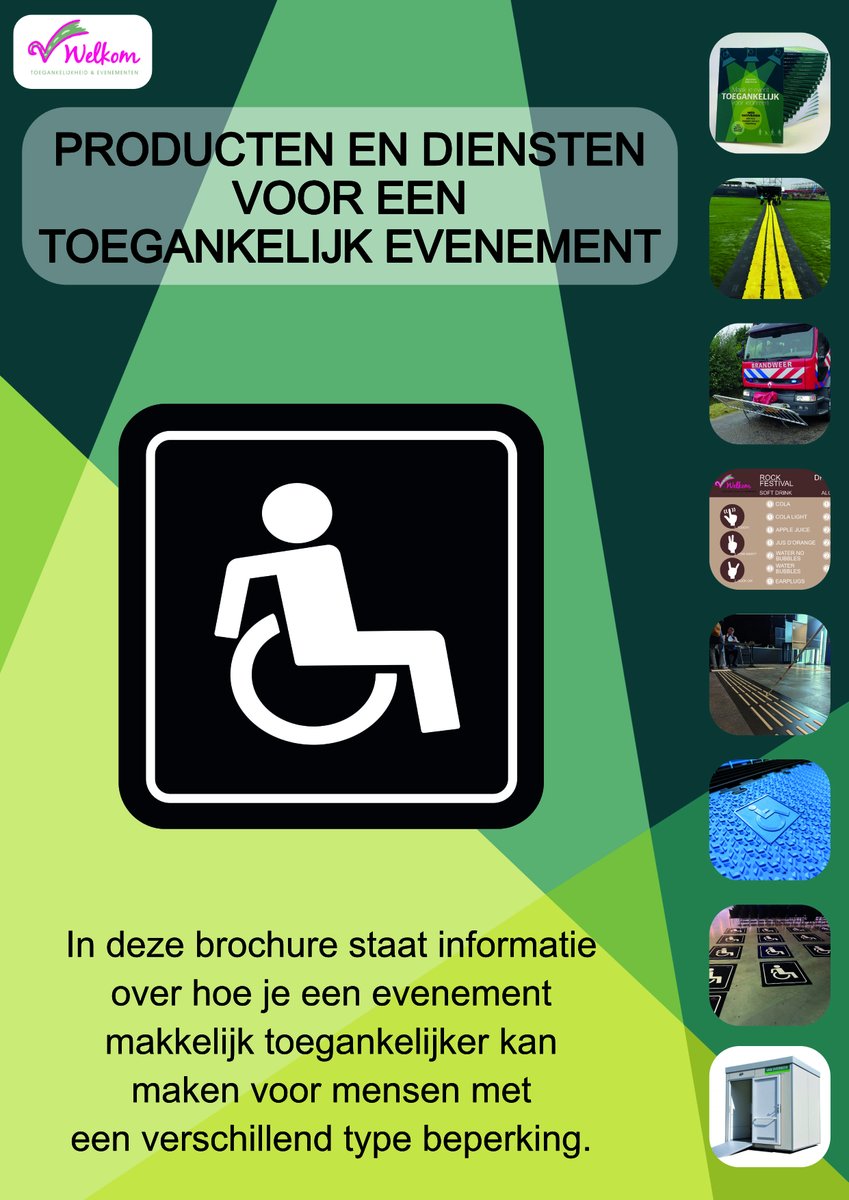 Brochure ‘Producten en diensten voor een #toegankelijk #evenement is nu live na vele vragen van #producenten.

Dit is de link naar de brochure: geenbeperkingmeer.nl/brochure/
 
#events #festivals #toegankelijkheid #mariannedijkshoorn