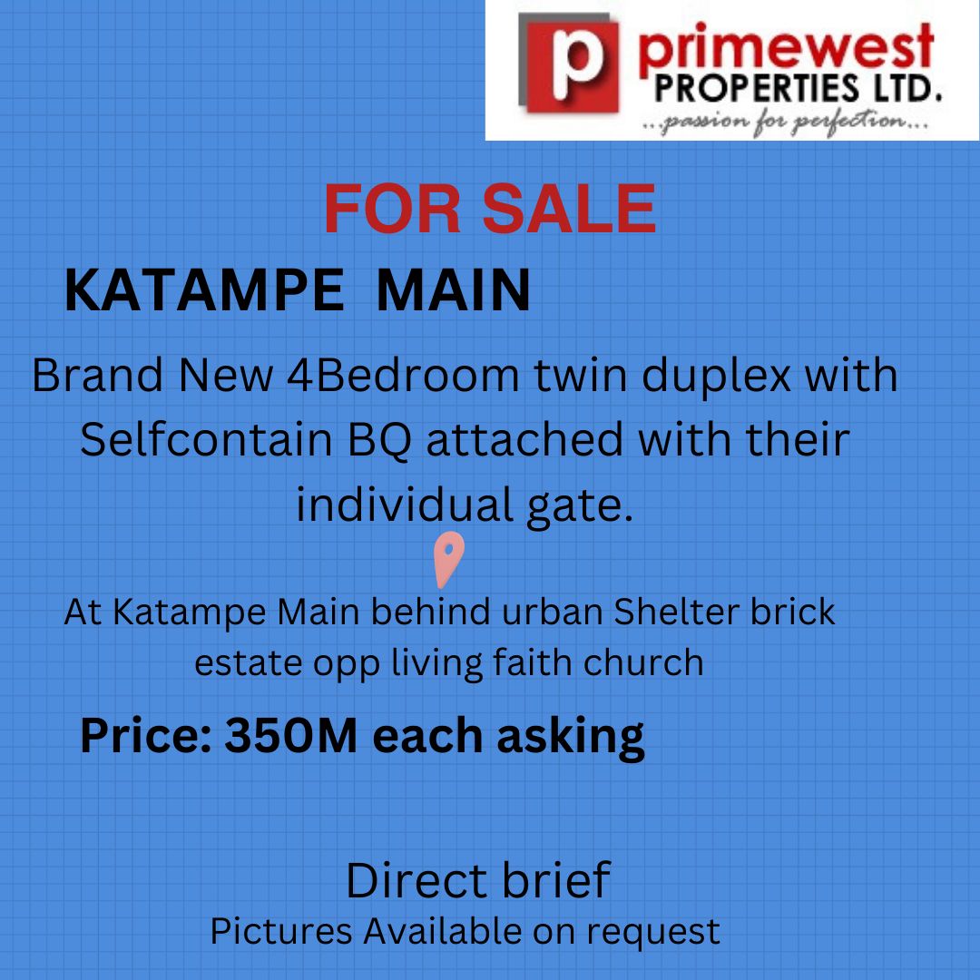 Fast Selling at Katampe Main

Brand New 4Bedroom twin duplex with Self-contained BQ attached with their individual gate.
