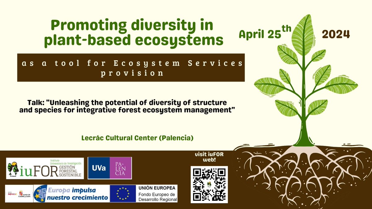 ¿Todavía no te has apuntado a la jornada científica 'Promoting  Diversity in Plant-Based Ecosystems as a Tool for Ecosystem Services  Provision'. Inscríbete y envía tu resumen hasta el 5 de abril. 
🌳 #EscaleraExcelencia #somosIUFOR #Forestry
eventos.uva.es/113391/detail/…