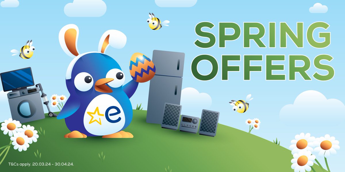 It's the first day of spring which means our offers are now on! Let Indie help you choose a new appliance to tackle all those cleaning tasks. Shop online or pop into your local store and ask the experts today. euronics.la/4a2ZJDI #TheHomeofElectricals #SpringOffers