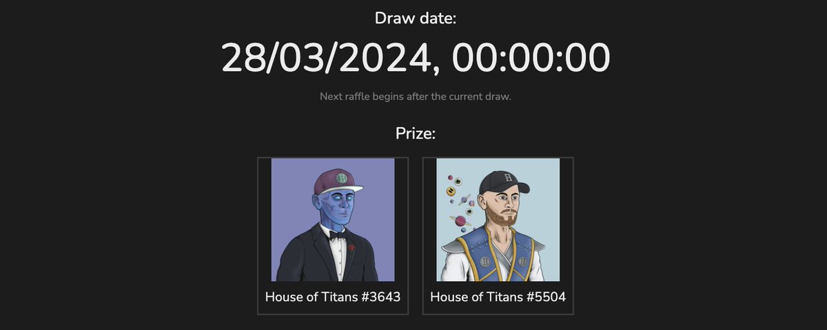 Taking part in our latest raffle? You don't wanna be missing this one! 2x @HouseOfTitans_ up for grabs, who doesn't like passive rewards? Grab your tickets via the 'shop' - $chillaz earned through staking Chillaz / partner NFTs! GOOOOOOOD LUCK! ⚡️