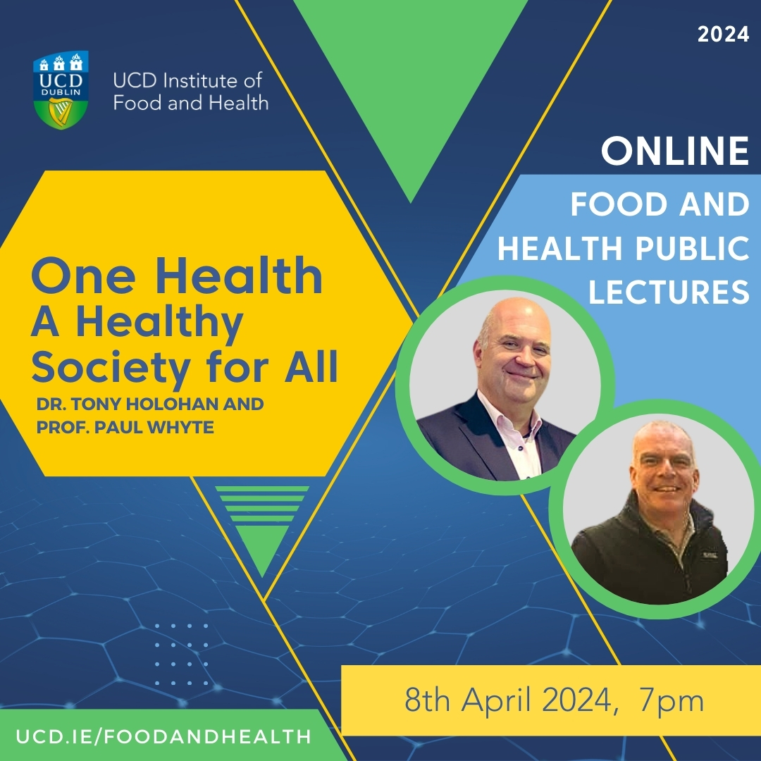 Our next Public Lecture takes place virtually, 8th April, 7pm @DrTonyHolohan and Professor Paul Whyte will discuss One Health: A Healthy Society for All Free online webinar. Register here: bitly.ws/3atLW Discover all the 2024 Public Lectures here: bitly.ws/3aufX