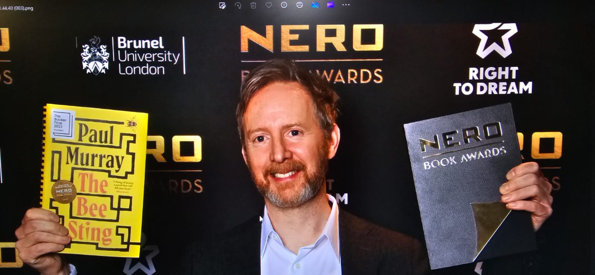graphicatweet's tweet image. Well done to Paul Murray, winner of the Caffe Nero book award at the National Book Prizes hosted at The Outernet, London. 
We were tasked with designing and fabricating the Nero trophy from acrylic, wood and gold foil printed leather that we book bound.
#paulmurray
#caffenero