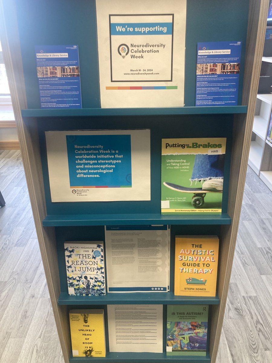 It's #NeurodiversityCelebrationWeek and the Knowledge & Library Service has some brilliant resources for practitioners and neurodiverse people. Pop into D Floor Library at RHH to have a look.