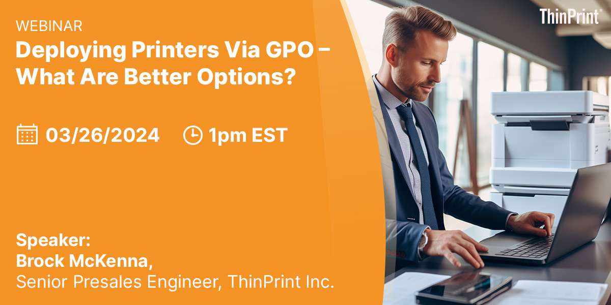 Discover how you can enhance your printer driver management with #ThinPrint. Join our free webinar on March 26 and learn more about simple and efficient printing solutions. 📅 Register now: lnkd.in/ebvDzwYf #PrintManagement #Webinar #GPO