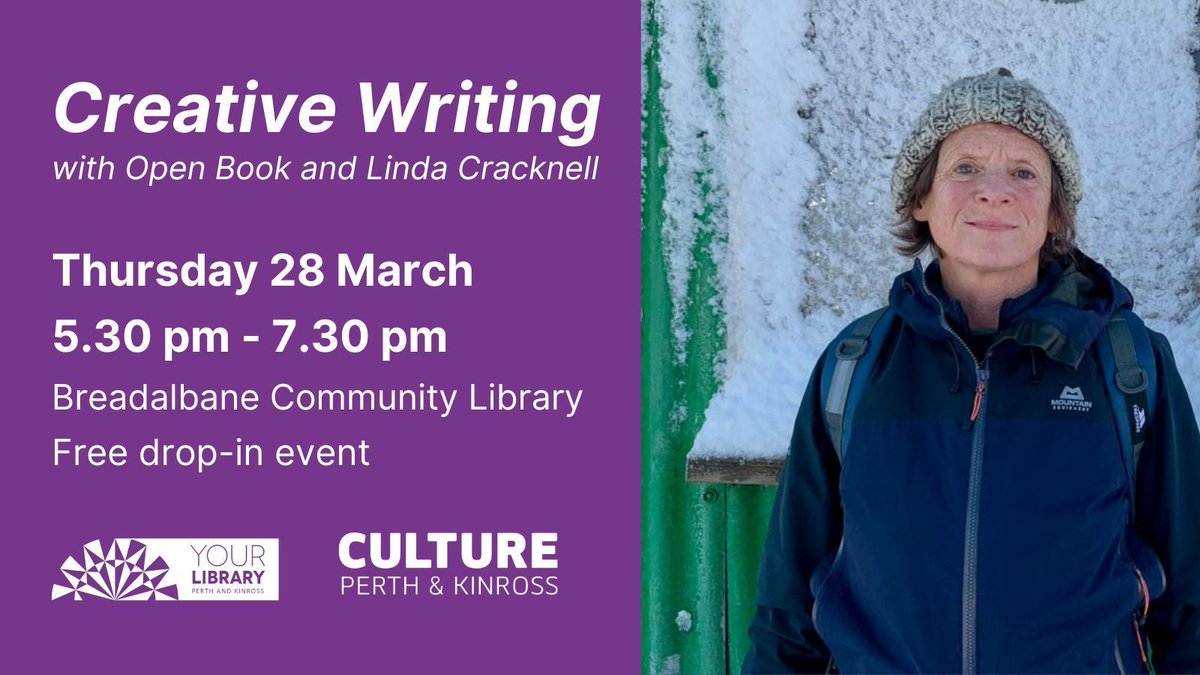 The next @openbookreading session with Breadalbane Community Library's Highland Perthshire Creative Writing Group is on Thursday, 28 March. You're welcome to come along for reading, writing and poetry with author @LindaJCracknell. And it's free! @BreadalbaneCC #Aberfeldy