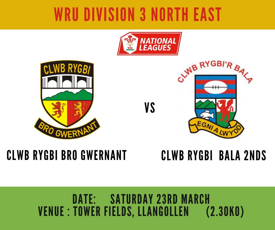 Rugby is back at Tower Fields...... It's been a while Clwb Rygbi Bro Gwernant vs Clwb Rygbi'r Bala 2nds 📆Saturday 23rd March ⏰ 2.30KO 📍Tower Fields, LLangollen @GogPod @ovalzonerugby