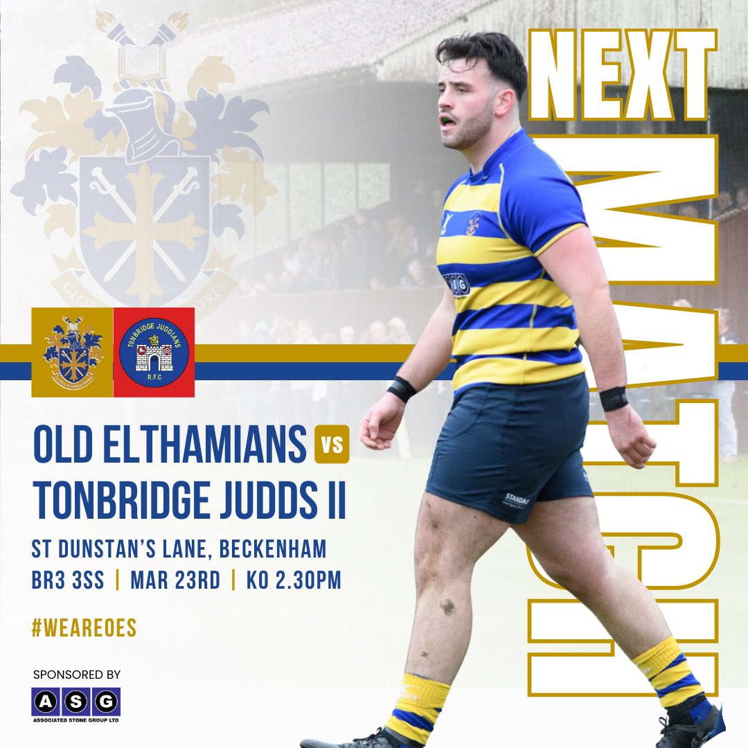 Due to the unavailability of the Queen Mary Ground, our final home match of the season this Saturday 🆚 @TJRFC II (🗓️March 23) has been switched to Old Dunstonians RFC. 🏟️ St Dunstan’s Lane, Beckenham BR3 3SS ⏰ 2.30pm #WeAreOEs #oerfc #elthamiansrfc #kentrugby