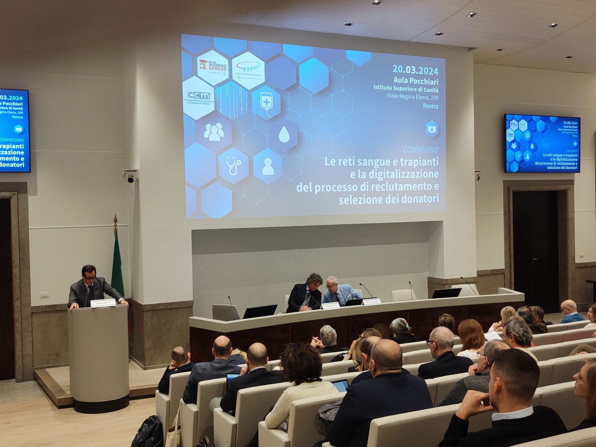 Ha preso il via il convegno Le reti #sangue e #trapianti e la digitalizzazione del processo di reclutamento e selezione dei #donatori organizzato in collaborazione con il @CNTrapianti presso l'@istsupsan per presentare i risultati di questo progetto #CCM