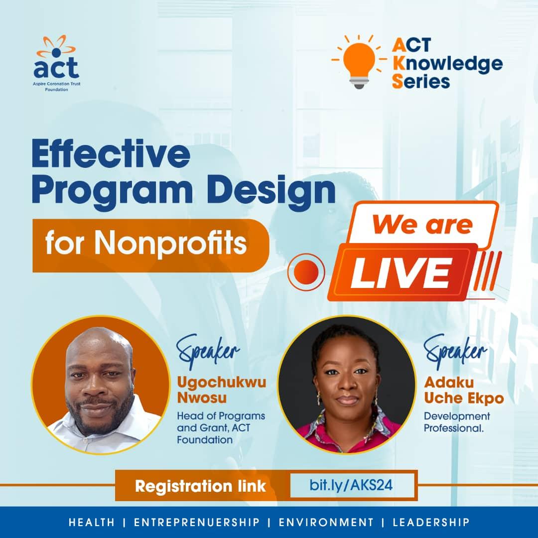 ACTFoundation_'s tweet image. We are LIVE..

Join the conversation by clicking the link below and be part of the discussion as we learn on &quot; Effective Program Design for Nonprofits&quot;.

youtube.com/live/dwwbx8o4w…

#ACTFoundation #ACTKnowledgeSeries #Leadership #Impact #NonProfits