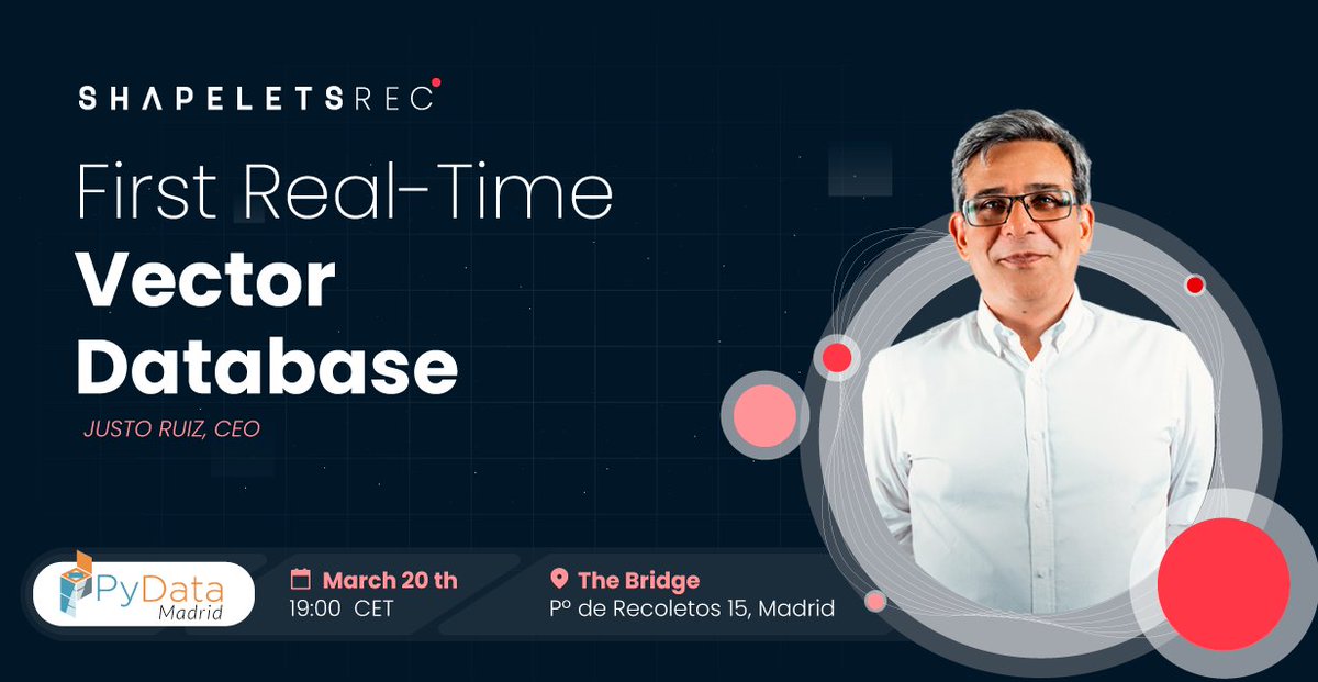 shapelets's tweet image. 🚀𝐆𝐫𝐞𝐚𝐭 𝐧𝐞𝐰𝐬!
Today we have a new opportunity to explore together the future of #VectorDB with #ShapeletsREC in the next #PyDataMadrid 
𝐓𝐨𝐝𝐚𝐲, 𝟏𝟗:𝟎𝟎 𝐂𝐄𝐓
𝐓𝐡𝐞 𝐁𝐫𝐢𝐝𝐠𝐞 Pºde Recoletos 15, Madrid
🙈 Do not miss it!
#VectorDatabases
meetup.com/pydata-madrid/…