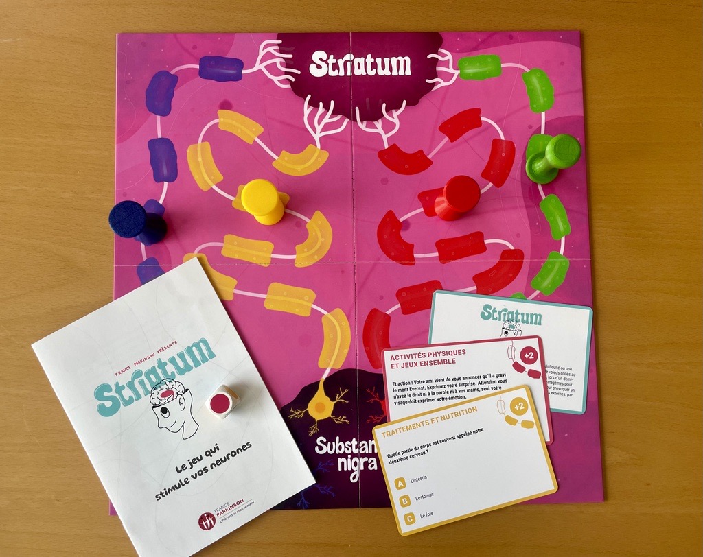 “Striatum”, un jeu de société créé par l'Association France Parkinson pour les personnes atteintes de la maladie et leurs proches, mais auquel tout le monde peut jouer ! Grâce à ce jeu, vous apprendrez à mieux comprendre la maladie de #Parkinson, de façon ludique !