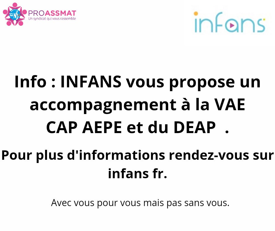 Information INFANS
infans.fr
unsaproassmat.org
#assmat
#AssistanteMaternelle
#infans