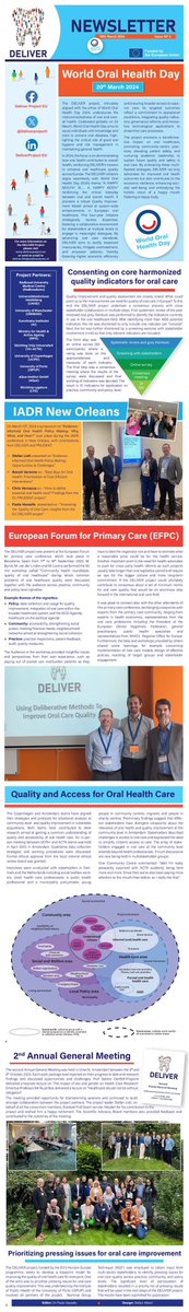 Today is #WorldOralHealthDay. Read the 3rd newsletter of the EU DELIVER (DELiberative ImproVEment of oRal care quality) project, funded by @HorizonEU which aims to provide and implement a blueprint model for improving #quality & #safety of oral care.