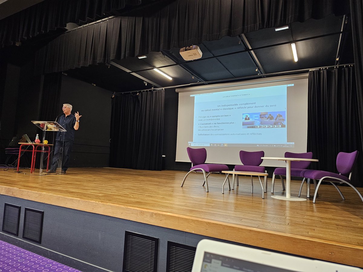MondaryDelphine's tweet photo. Conférence "calculer au cycle 2" pour des enseignants de Charente-Maritime avec @TrouillotEric  et les @editionsbordas : minimiser la part des techniques opératoires qui freine la culture du mental, priorité au calcul mental qui permet de construire le nombre. @DSDEN17 https://t.co/4v3lFnx89q