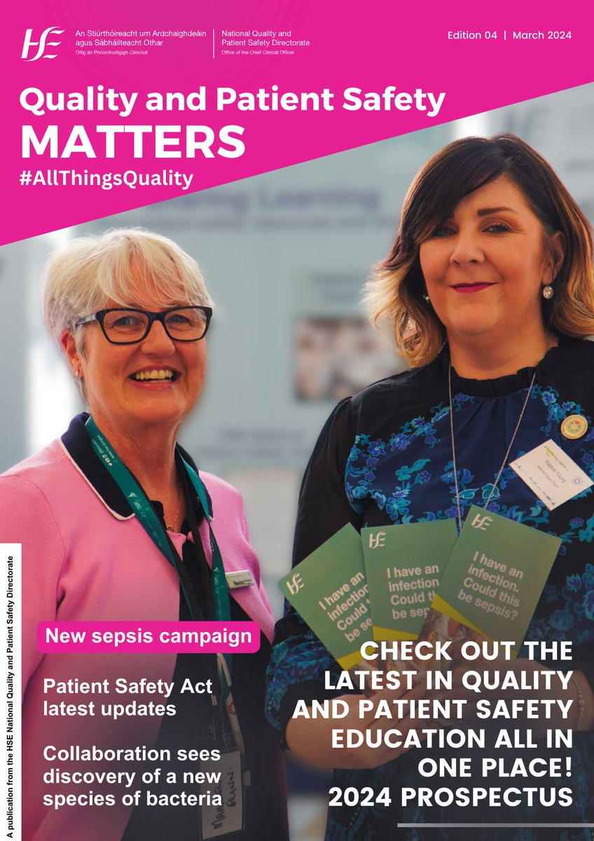 The latest edition of Quality and Patient Safety Matters now available! Read about: ⭐️HSE Sepsis Awareness ⭐️Collaboration sees discovery of a new species of bacteria ⭐️How UL Hospital are working towards a literacy friendly health service ⭐️and more!⬇️ www2.healthservice.hse.ie/organisation/n…