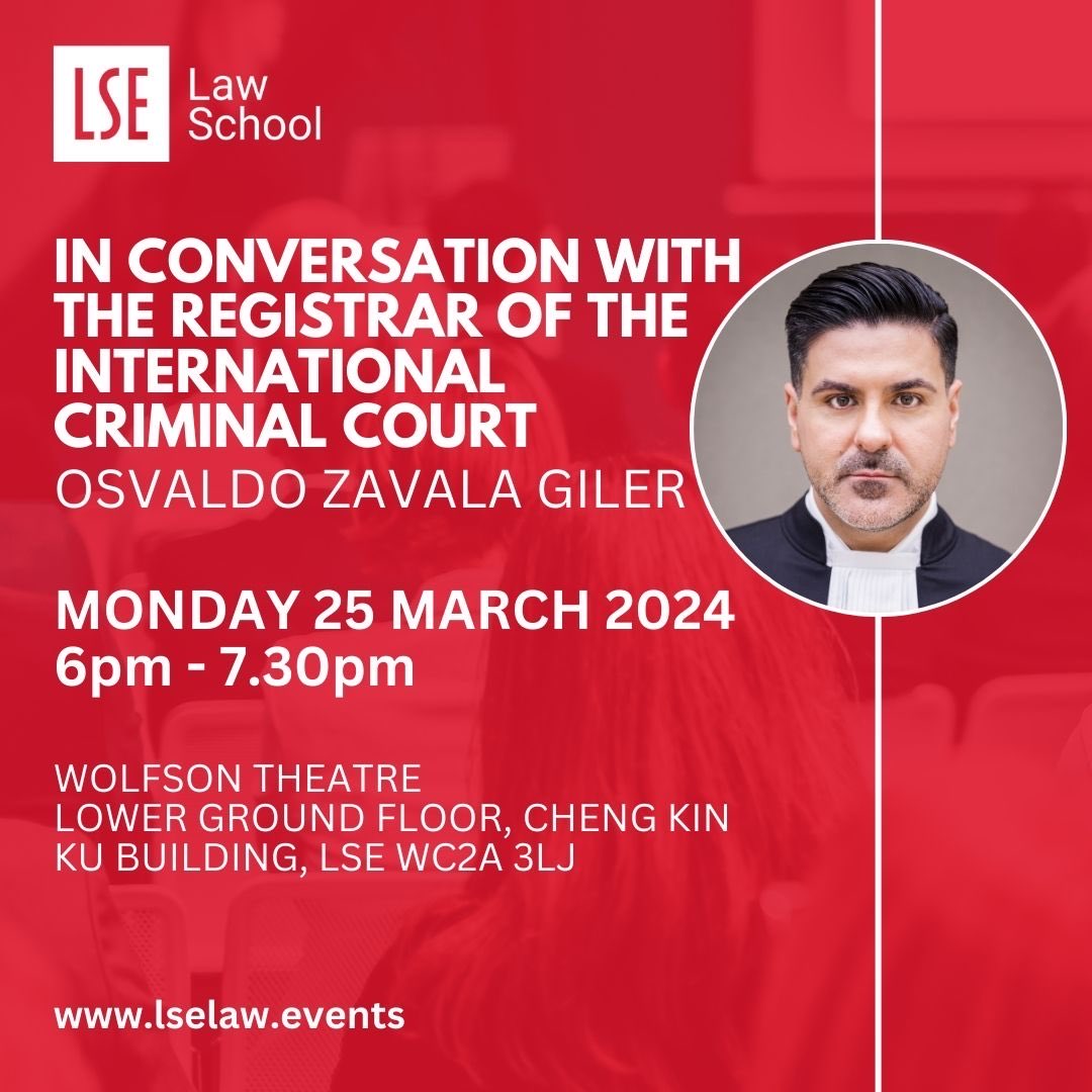 We are privileged to host a conversation with the ICC Registrar @IntlCrimCourt this Monday 25 March, 6pm @LSElaw. The Registry is responsible for matters including outreach to affected communities and victim support & protection (incl on reparations). All very welcome!