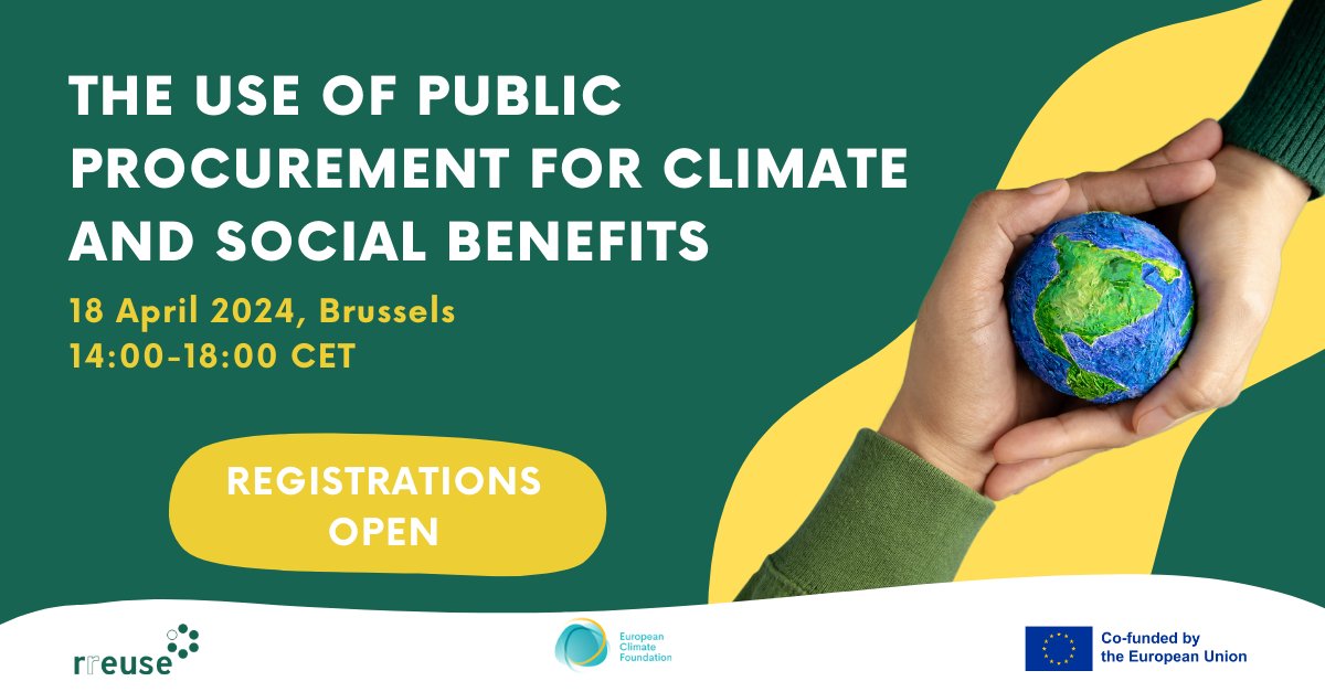 Join us for a deep dive into opportunities & challenges of #publicprocurement to advance climate & social goals! Together, we will explore collaboration between public authorities & #socialenterprises to reduce carbon footprints and promote #circularity 👉t.ly/3Fu8M