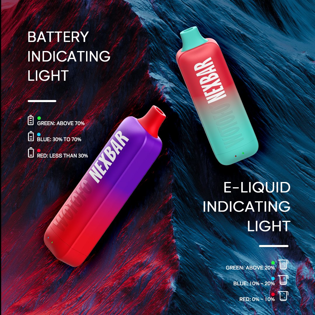 Get ready for the next level of vaping bliss with the Wotofo nexBAR 7K! Battery and e-liquid indicators keep you in the know while the silicone mouthpiece ensures comfort with every draw. 🔋💨👄 wotofo.com #Wotofo #nexBAR7K #VapeOn #vaping #eliquid #indicate