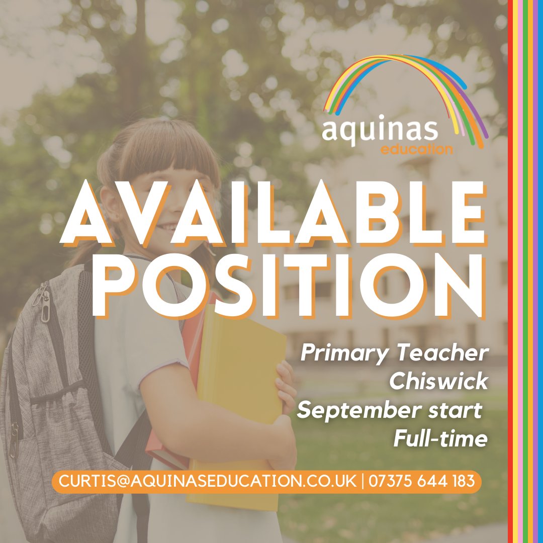 Available Positions 🌈 Curtis in our London office is looking to fill two positions that are available in North West London. If you'd like to apply for these roles contact Curtis today. #teacherjobs #education #educationjobs #hiringteachers #jobsearch #teachingcareer