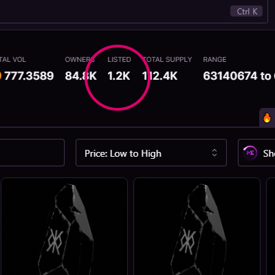 Runestones' listing last day was 1.5K