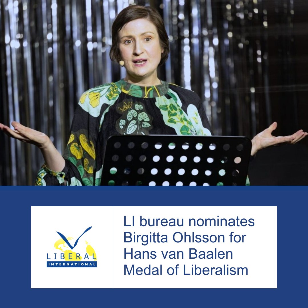 LI bureau nominates @birgittaohlsson for the Hans van Baalen Medal of Liberalism, its highest political honour. Her dedication to advancing liberalism, from Swedish youth politics to prominent international leadership, epitomises liberal values.