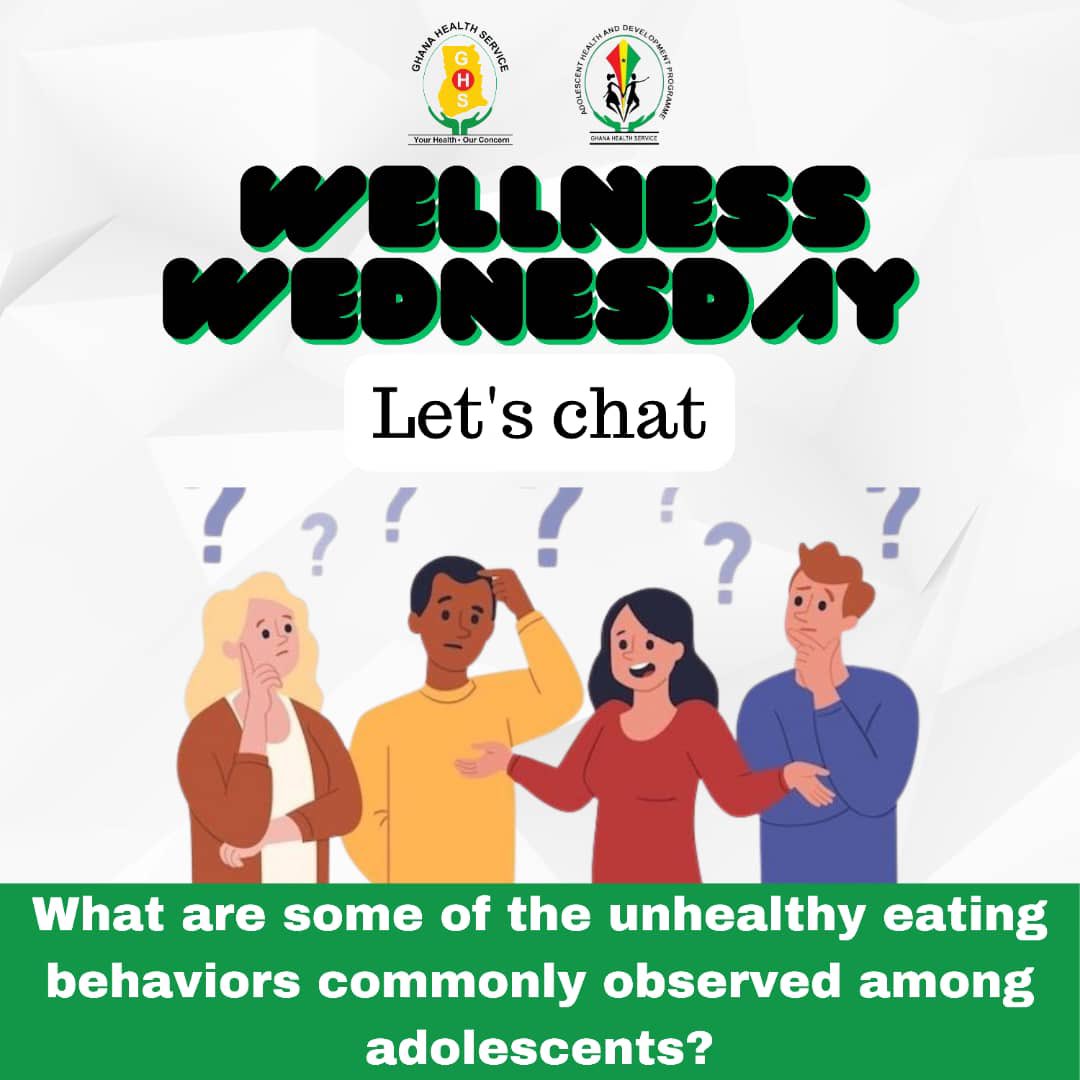 adhdghana's tweet photo. Hey everyone! On this #WellnessWednesday, let's talk about adolescent nutrition. What are some unhealthy eating habits you've noticed among adolescents?
Share your insights!
#YouMustKnow #AdolescentHealth https://t.co/mHfs3g1LYY