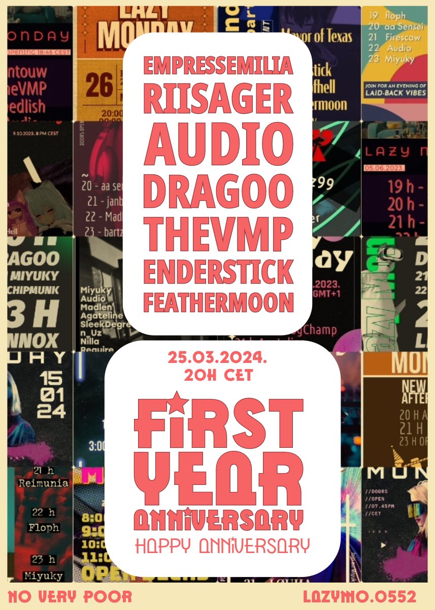 Miyuky (@notdjmiyuky) on Twitter photo We are thrilled to announce the first anniversary of Lazy Monday event. Thank you for being a part of our incredible journey! <a href="/Riisager_/">Riisager</a> empressemilia <a href="/DragooVR/">Dragoo</a> <a href="/TheVmpVRC/">TheVmp吸血鬼</a> <a href="/enderstickvr/">Enderstick</a> <a href="/Feathermoon_VRC/">Feathermoon_VRC</a>
Join our vrc.group/LAZYMO.0552 We are thrilled to announce the first anniversary of Lazy Monday event. Thank you for being a part of our incredible journey! <a href="/Riisager_/">Riisager</a> empressemilia <a href="/DragooVR/">Dragoo</a> <a href="/TheVmpVRC/">TheVmp吸血鬼</a> <a href="/enderstickvr/">Enderstick</a> <a href="/Feathermoon_VRC/">Feathermoon_VRC</a>
Join our vrc.group/LAZYMO.0552